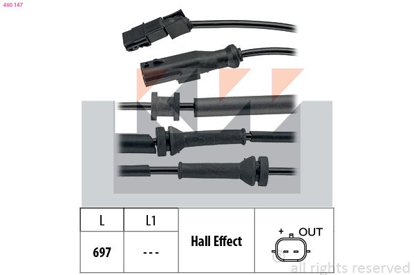 Czujnik, prędkość obrotowa koła KW 460 147