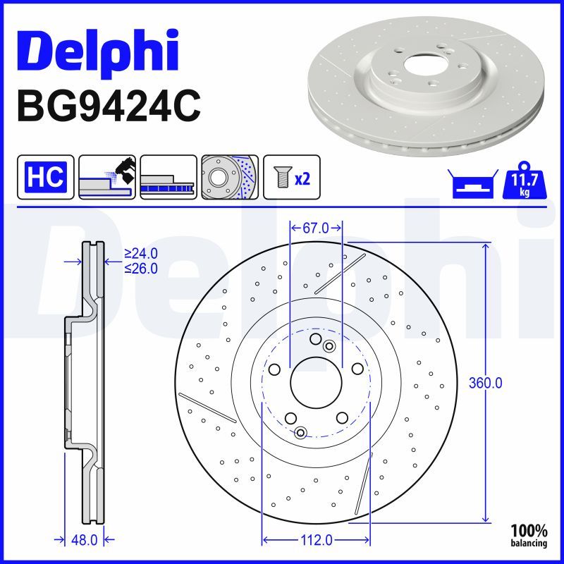 Disc frana DELPHI BG9424C