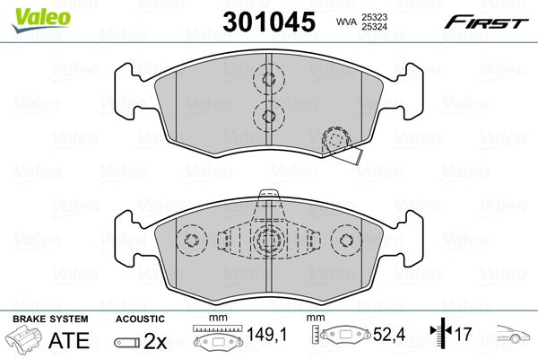 Sada brzdových platničiek kotúčovej brzdy VALEO 301045