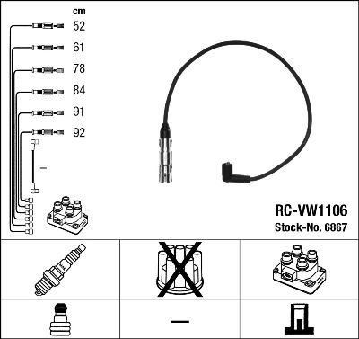 Sada kabelů pro zapalování NGK RC-VW1106