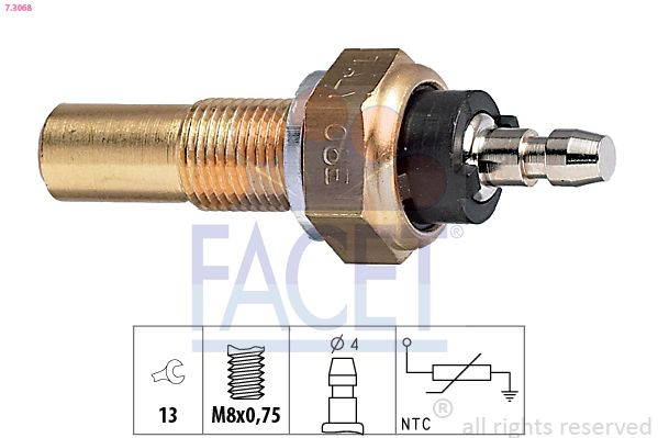 senzor,temperatura lichid de racire FACET Made in Italy - OE Equivalent 7.3068