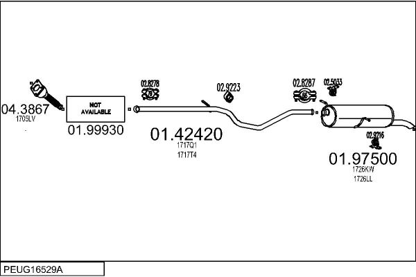 Układ wydechowy MTS PEUG16529A016615