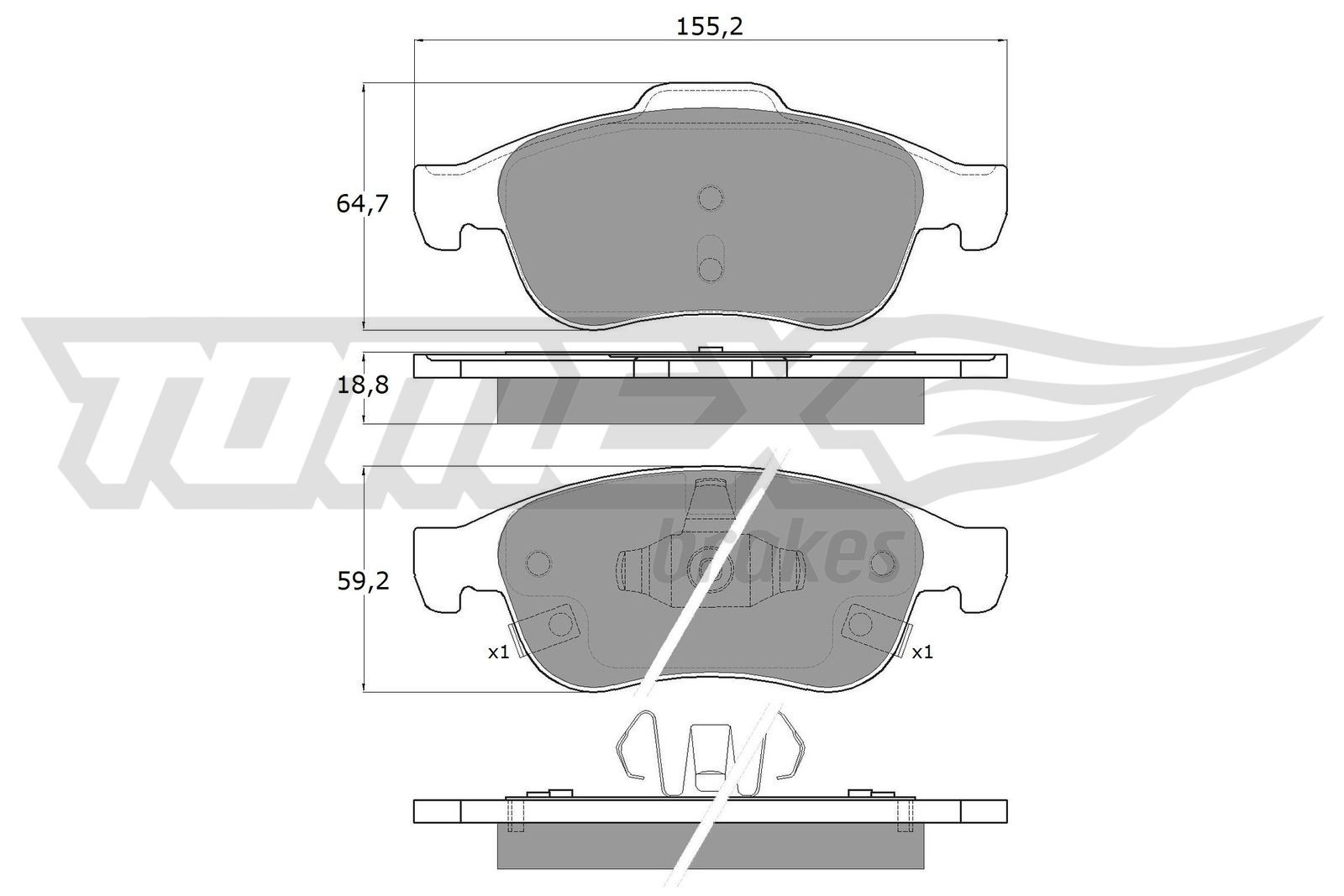 Levně Sada brzdových destiček, kotoučová brzda TOMEX Brakes 18-18