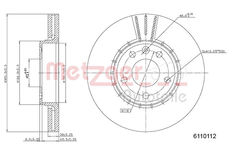 Tarcza hamulcowa METZGER AUTOTEILE 6110112