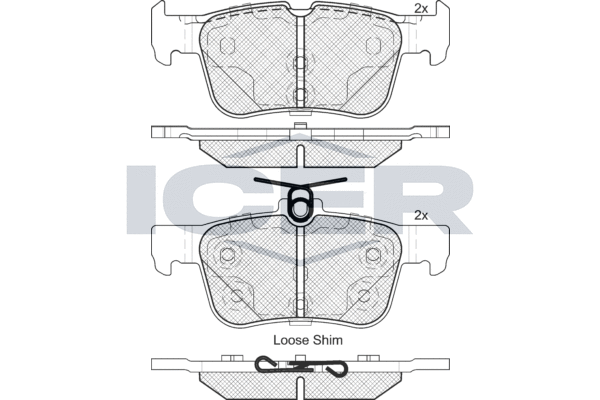 Zestaw klocków hamulcowych, hamulce tarczowe ICER 182198