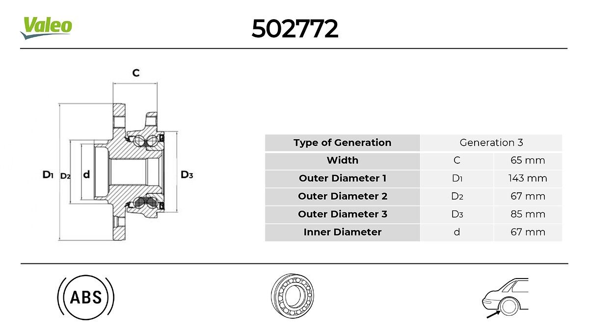Zestaw łożysk koła VALEO 502772