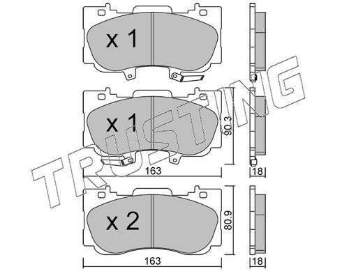 Zestaw klocków hamulcowych, hamulce tarczowe TRUSTING 1183.0
