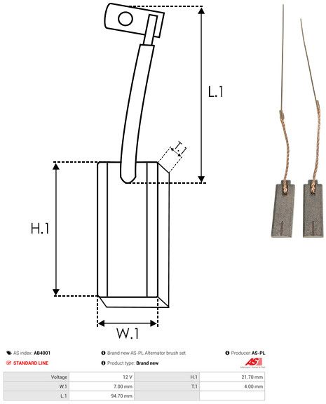 Levně Uhlíkový kartáč, generátor AS-PL AB4001