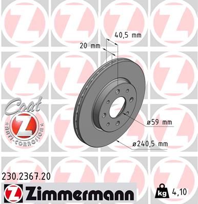 Brzdový kotouč ZIMMERMANN 230.2367.20