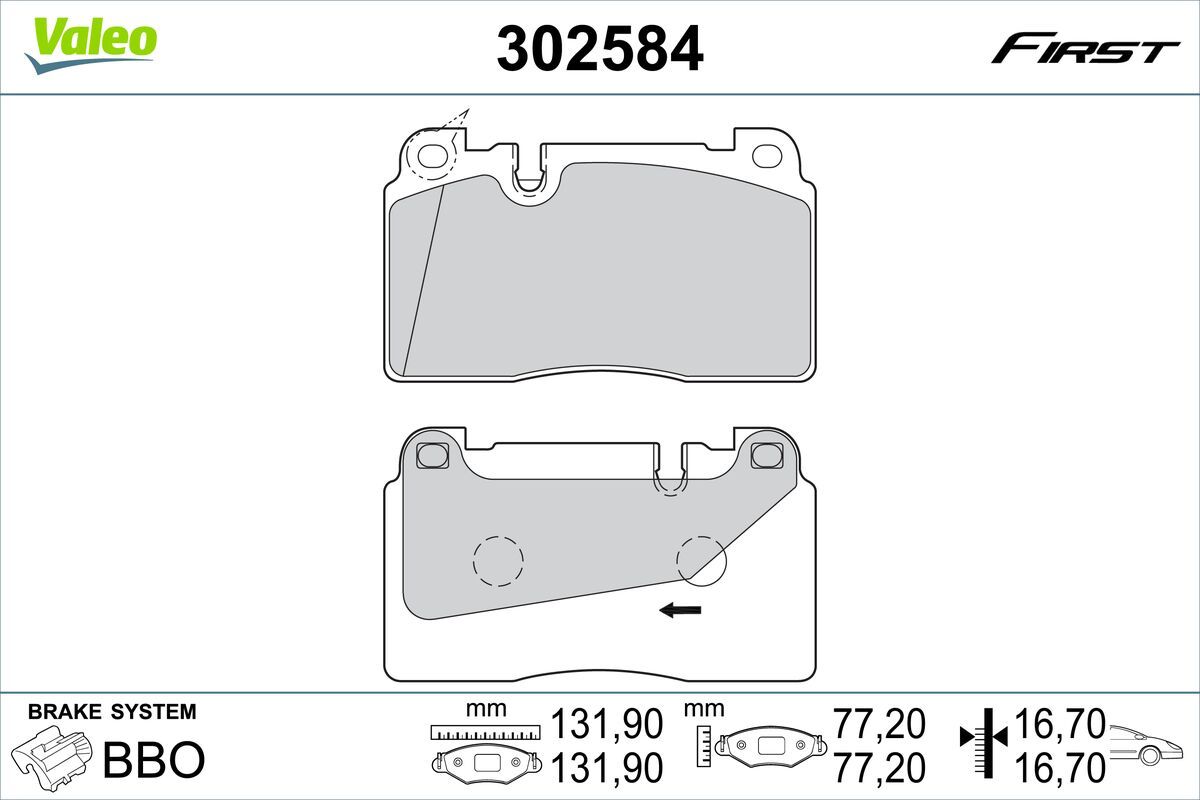 Sada brzdových platničiek kotúčovej brzdy VALEO 302584