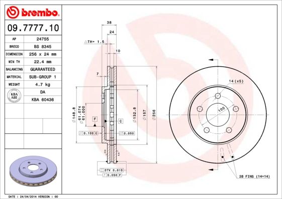 Tarcza hamulcowa BREMBO 09.7777.10