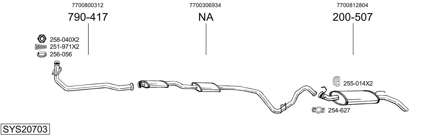 Układ wydechowy BOSAL SYS20703