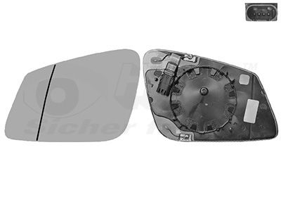 Sklo do zrcátka, vnější zrcátko VAN WEZEL 0617867U