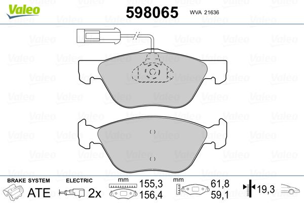 Sada brzdových platničiek kotúčovej brzdy VALEO 598065