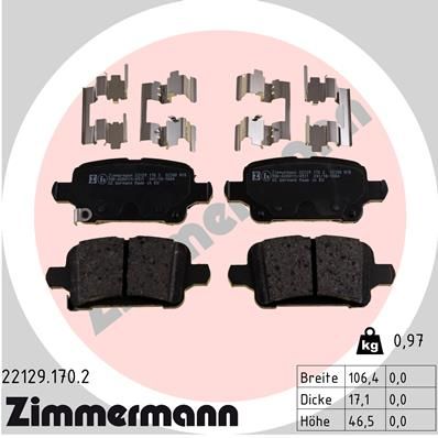 Sada brzdových platničiek kotúčovej brzdy ZIMMERMANN 22129.170.2