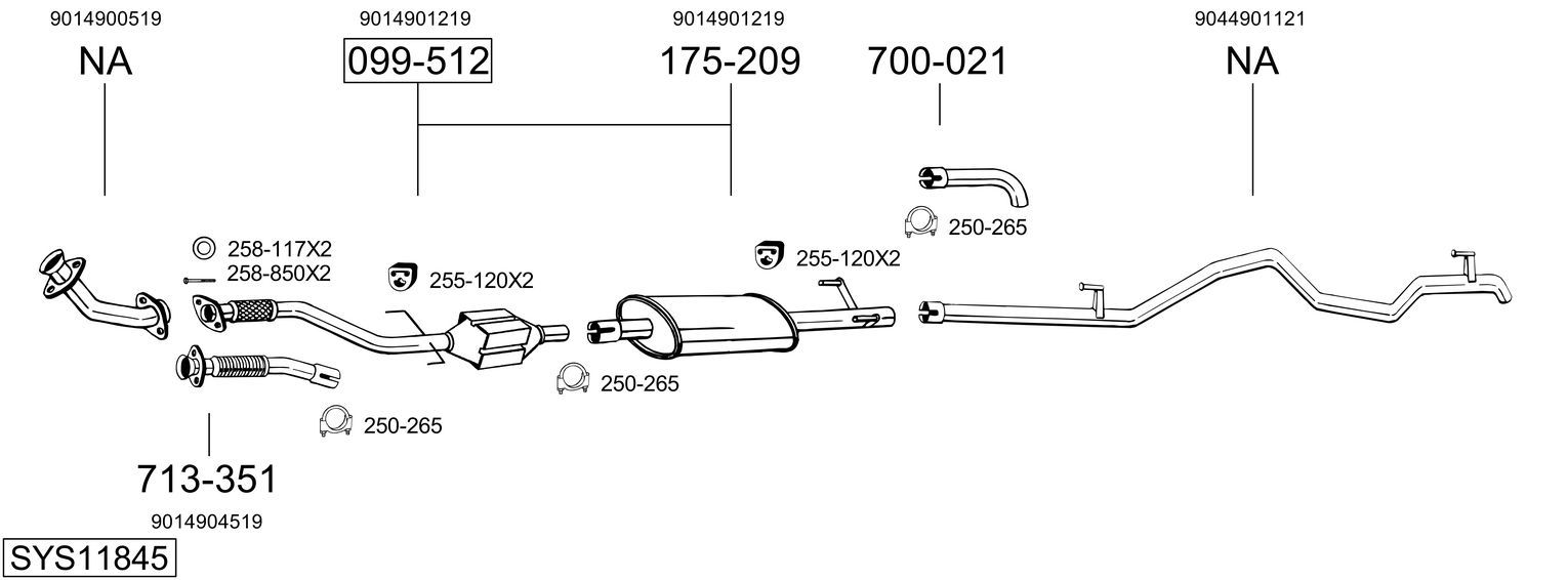 Układ wydechowy BOSAL SYS11845
