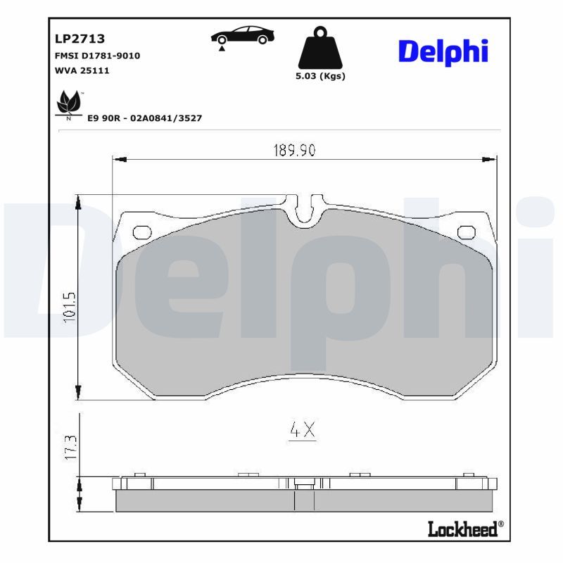 set placute frana,frana disc DELPHI LP2713