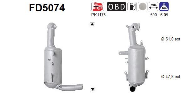 Filtr sadzy / filtr cząstek stałych, układ wydechowy AS FD5074