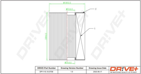 Filtr powietrza DR!VE+ DP1110.10.0758