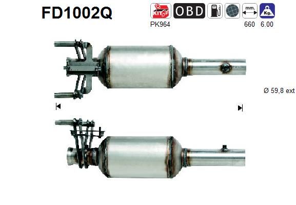 Filtr sadzy / filtr cząstek stałych, układ wydechowy AS FD1002Q