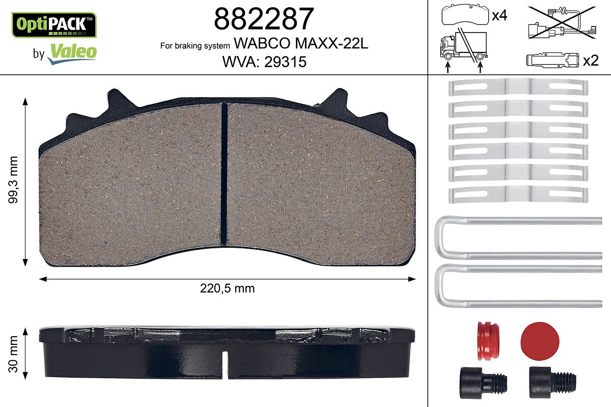 set placute frana,frana disc VALEO OPTIPACK 882287