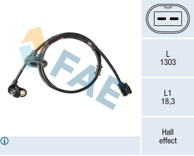 Czujnik, prędkość obrotowa koła FAE 78642