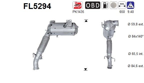 Filtru funingine/particule, sist.de esapament AS FL5294