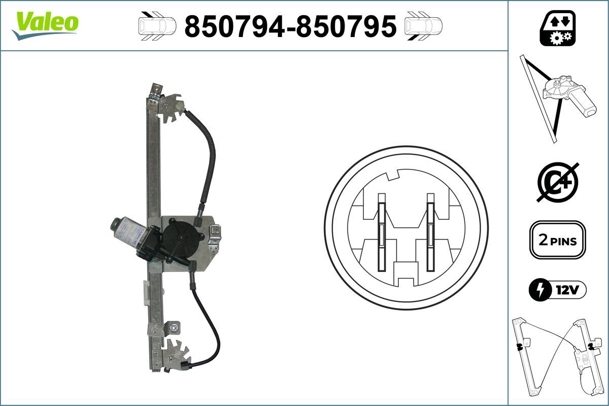 Mecanism actionare geam VALEO 850794