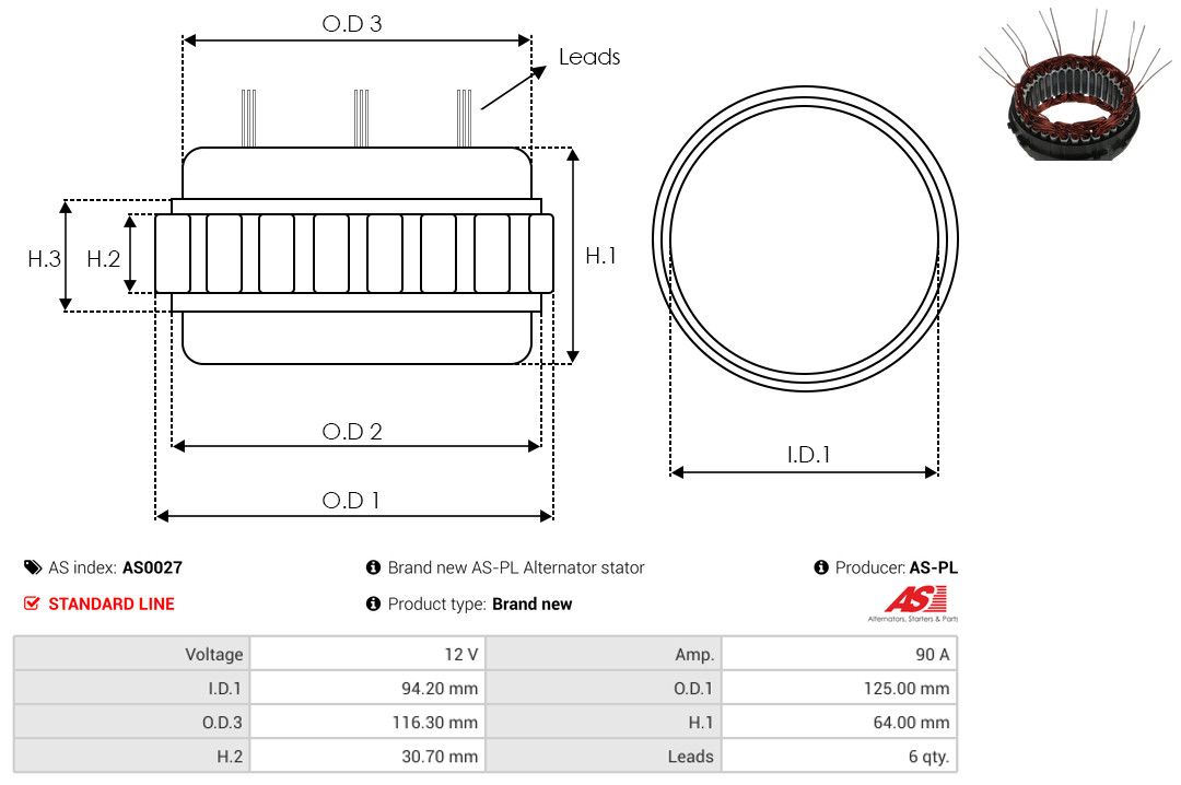 Levně Stator, generátor AS-PL AS0027