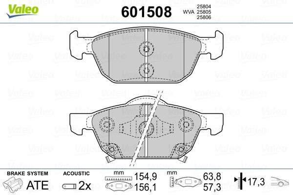 Sada brzdových platničiek kotúčovej brzdy VALEO 601508