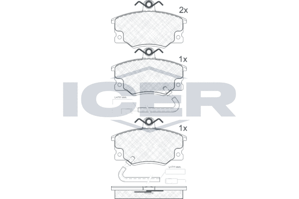 Zestaw klocków hamulcowych, hamulce tarczowe ICER 180660