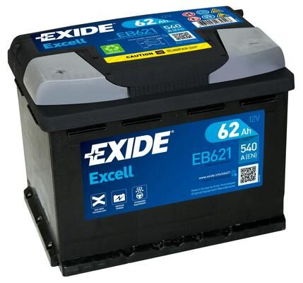 Autobaterie Exide Excell 12V, 62Ah, 540A, EB621