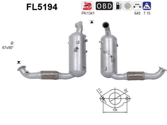 Filtru funingine/particule, sist.de esapament AS FL5194
