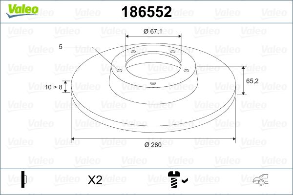 Tarcza hamulcowa VALEO 186552
