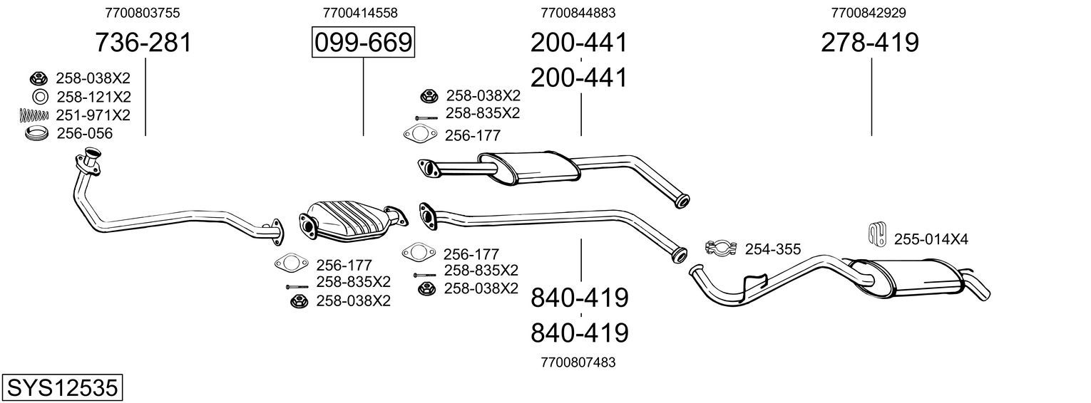 Układ wydechowy BOSAL SYS12535