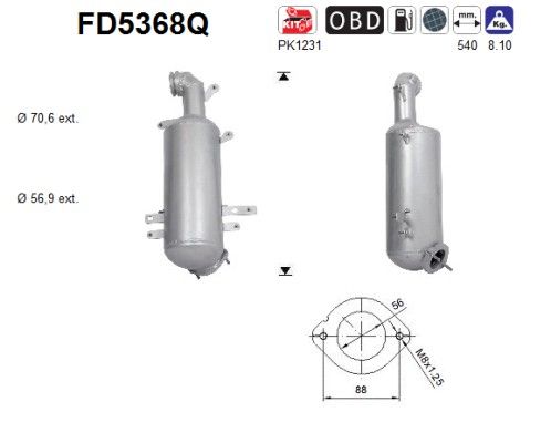 Filtr sadzy / filtr cząstek stałych, układ wydechowy AS 51867608