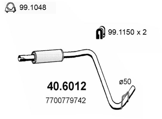 Tłumik środkowy ASSO 40.6012