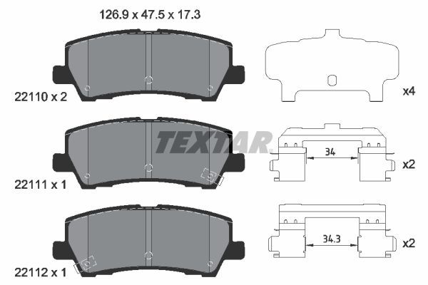 set placute frana,frana disc TEXTAR 2211003