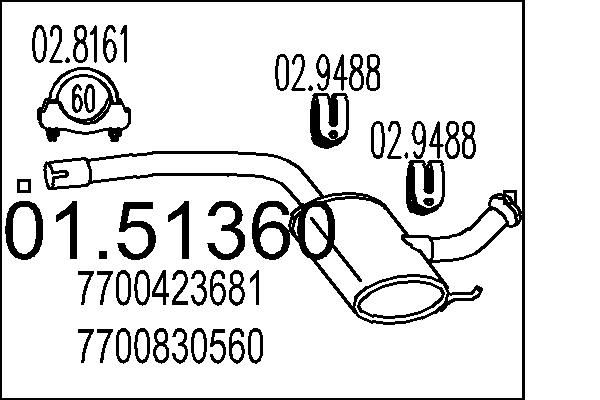Střední tlumič výfuku MTS 01.51360