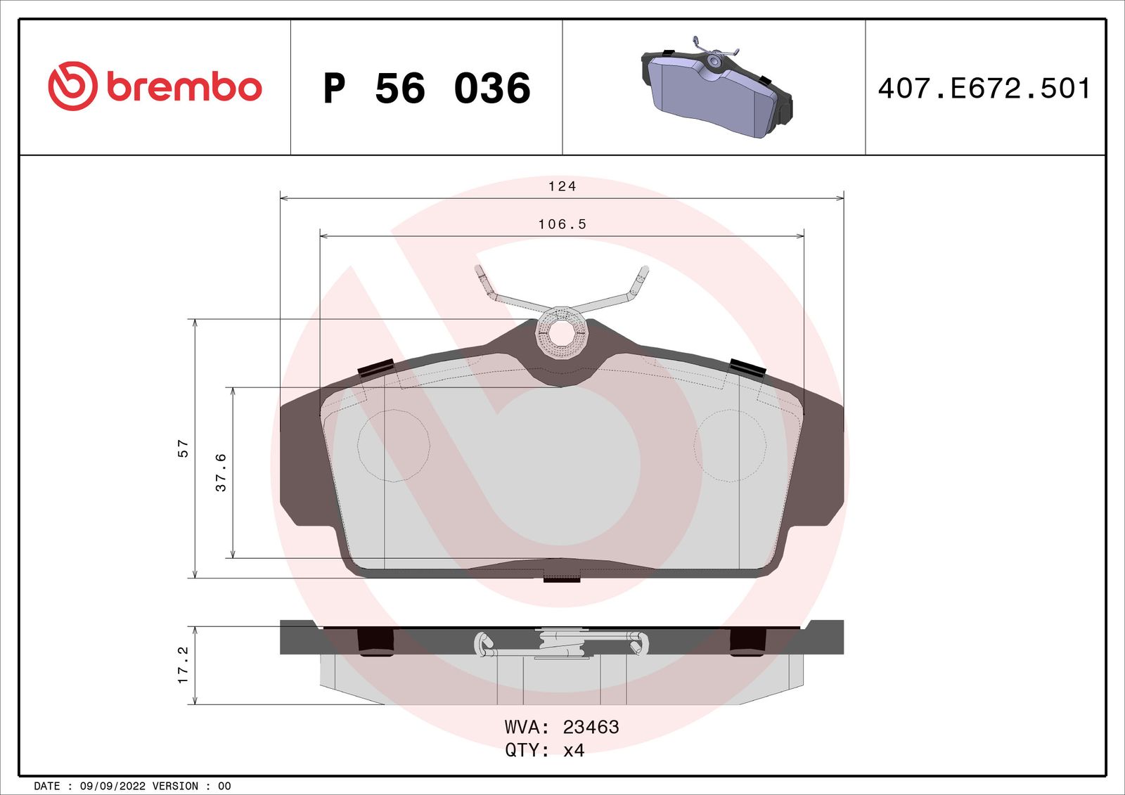 Sada brzdových platničiek kotúčovej brzdy BREMBO P 56 036