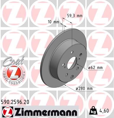 Brzdový kotouč ZIMMERMANN 590.2596.20