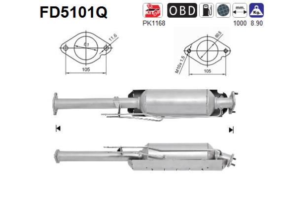Filtr sadzy / filtr cząstek stałych, układ wydechowy AS FD5101Q