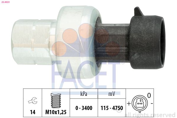 Przełącznik ciśnieniowy, klimatyzacja FACET 25.0031