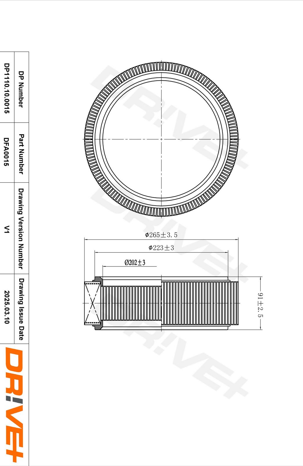 Filtru aer Dr!ve+ DP1110.10.0015