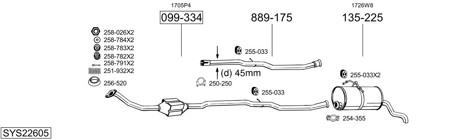 Układ wydechowy BOSAL SYS22605