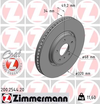 Tarcza hamulcowa ZIMMERMANN 200.2544.20