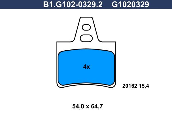 Zestaw klocków hamulcowych, hamulce tarczowe GALFER B1.G102-0329.2