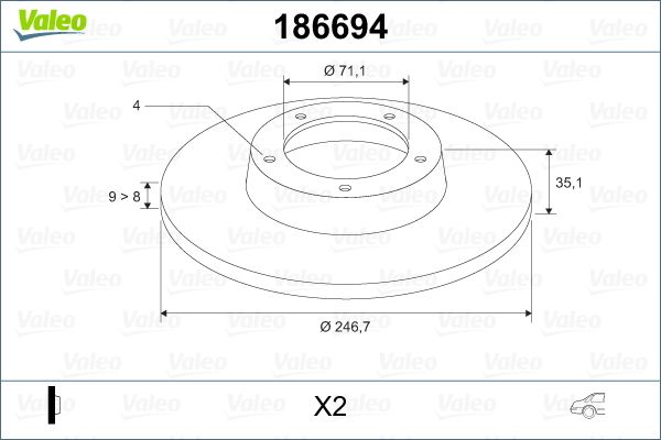 Tarcza hamulcowa VALEO 186694