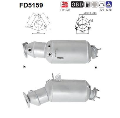 Filtr sadzy / filtr cząstek stałych, układ wydechowy AS 3R0254750X