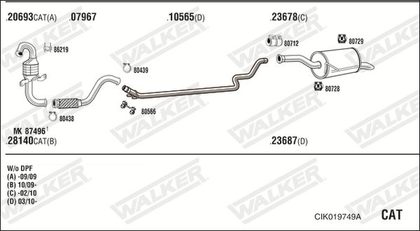Układ wydechowy WALKER CIK019749A